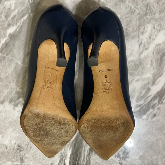 Tory Burch Penelope 85MM Cap Toe Pump Heels Size US 6 Ink Navy Perfect Black - Picture 5 of 15